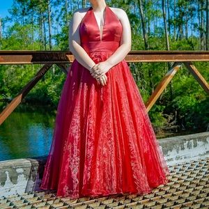 Red prom ball gown dress